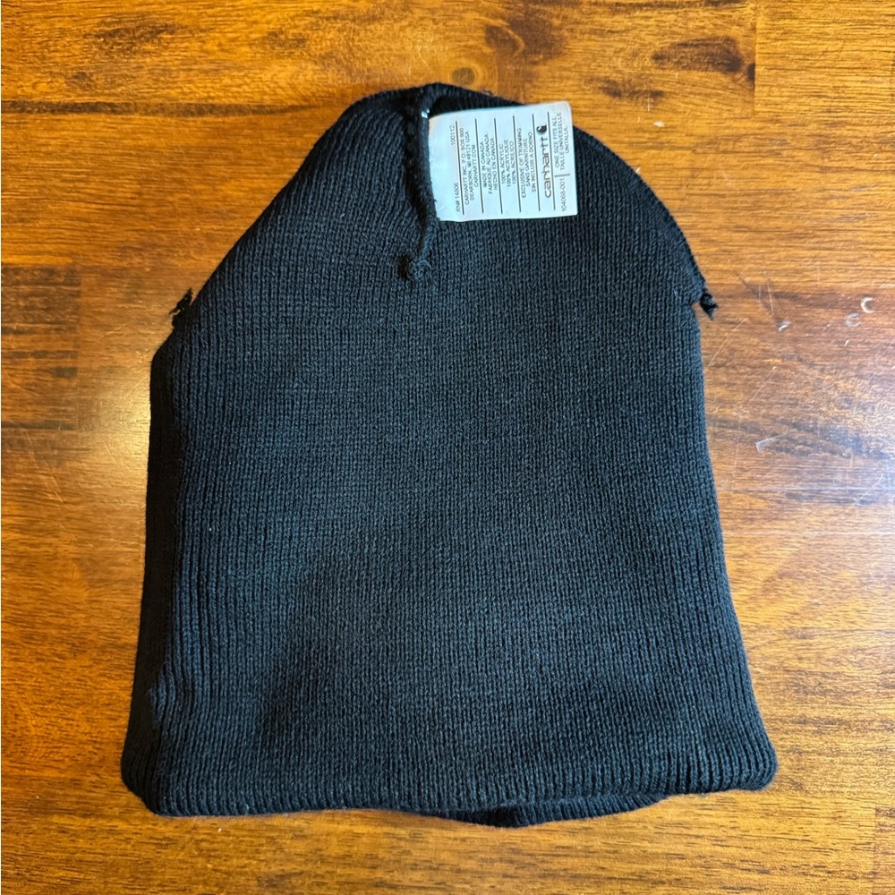 Carhartt Black Knit Insulated Logo Graphic Cuffed Beanie Hat - Picture 5 of 6